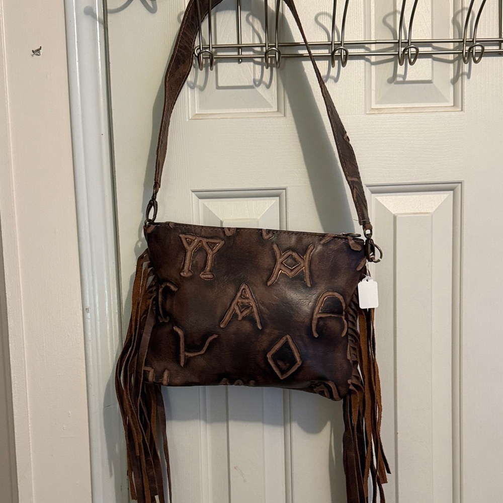 Brown Leather Fringe Shoulder Bag